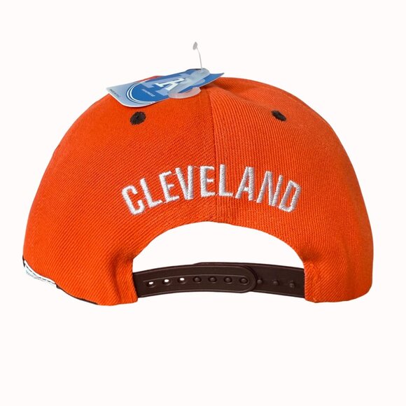 Cleveland Browns Snapback Hat Embroidered Logo Cap Big C Orange Brown New Tags - Picture 2 of 16